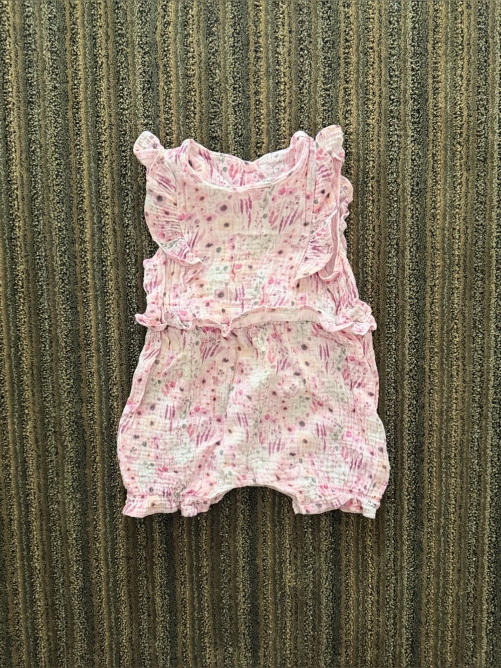 Deux Par Deux Baby Girl Pink Floral Ruffle Romper